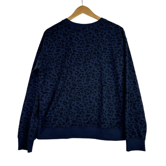 PINK Victorias Secret Navy Cheetah Leopard Pullover Sweatshirt Longsleeve Medium - Picture 2 of 3